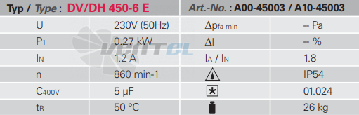 Rosenberg DH 450-6 E - описание, технические характеристики, графики